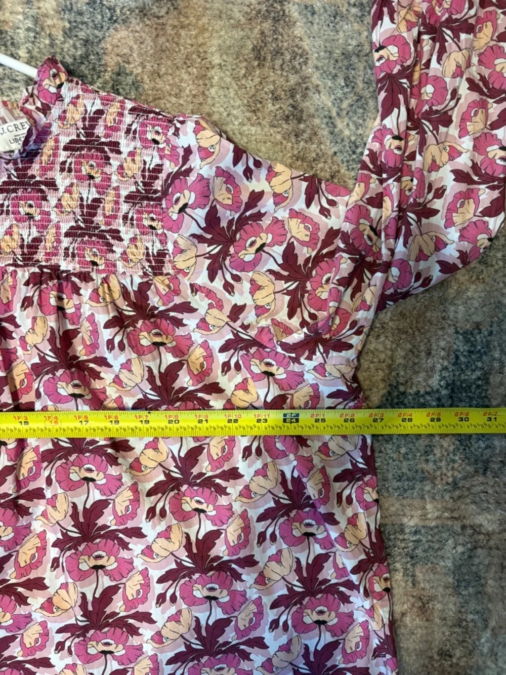 J. Crew Women's Plus Liberty Butterfield Poppy Smocked Button-Back Shirt Top 3X